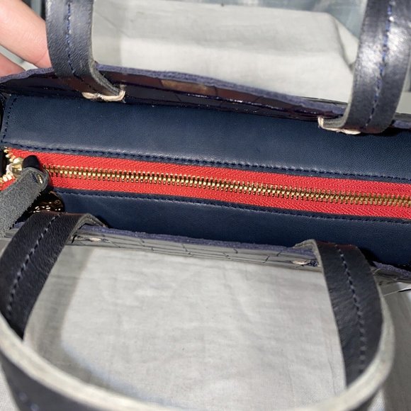 Clare V. Petit Alistair Croc Embossed Leather Circular Crossbody Bag - Picture 2 of 7